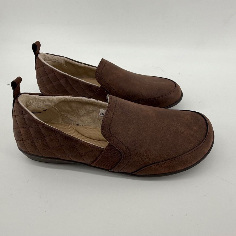 JSport by Jambu Lisa Brown Quilted Faux Fur Slip On Shoes S5LSA34 Women 6.5